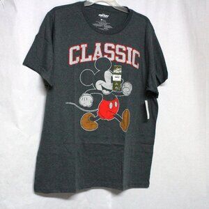 Men's XL 46-48 Short Sleeve Heather Gray Classic Mickey Mouse Tee Shirt